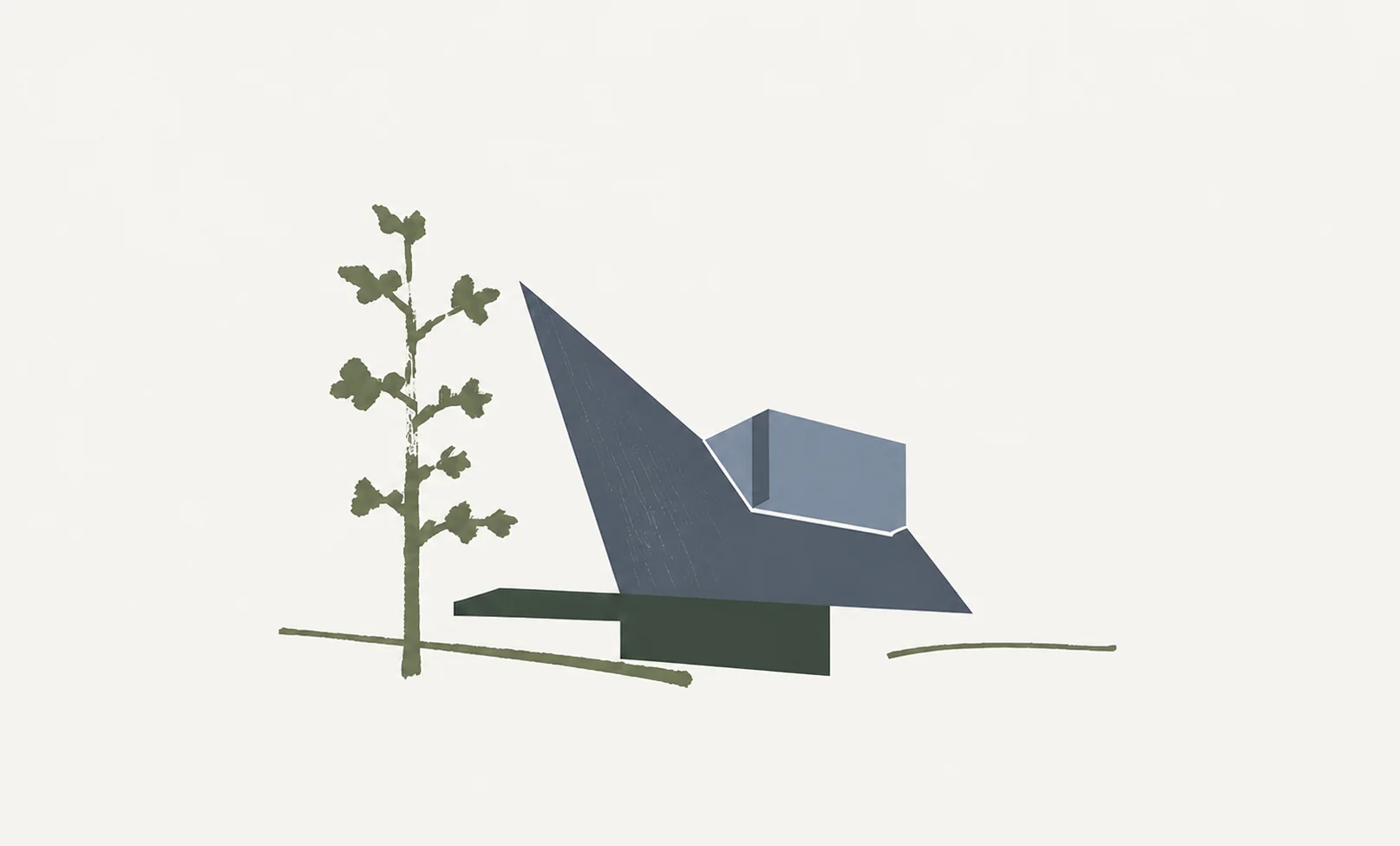 Minimal architectural illustration of the modern A-frame Chalet